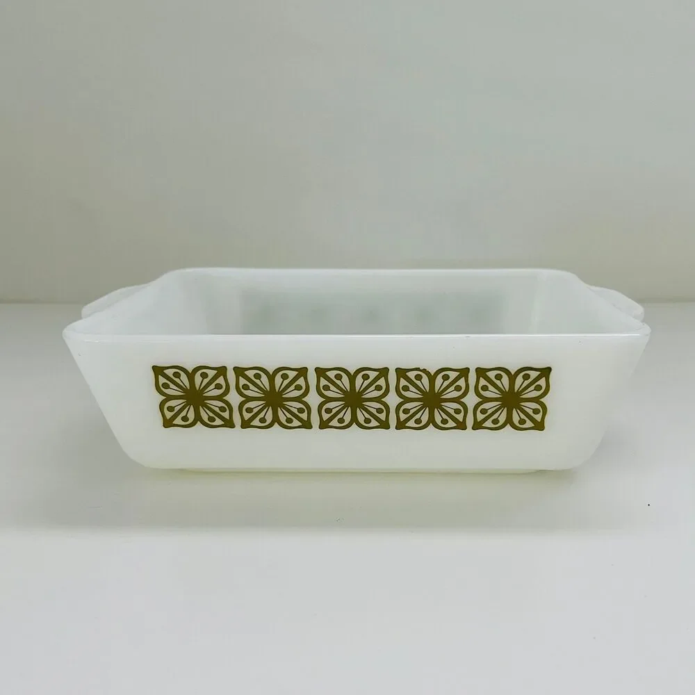 PYREX Verde Square Floral Flower Print 503 Retangular Refrigerator Dish 1.5 Qt